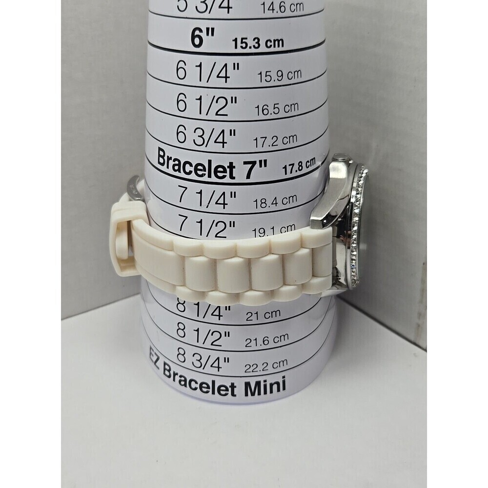 Fossil Riley Womens 40mm Watch White Silicone Glitz Bezel Quartz New Battery WR - Picture 7 of 10